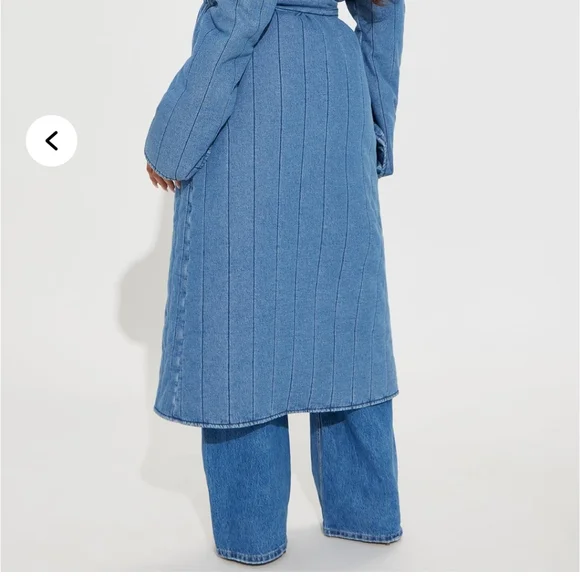 Blue Denim Long Coat Fashion Nova - Picture 3 of 5